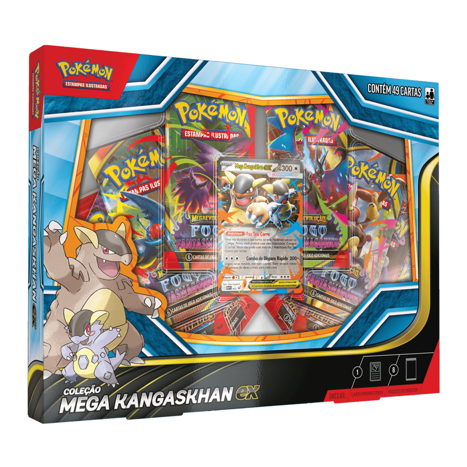 Box Pokémon Mega Kangaskhan ex – Pokémon Estampas Ilustradas em português com 8 boosters