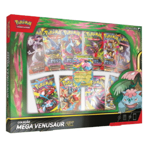 Box Pokémon Mega Venusaur ex com 10 boosters do Pokémon Estampas Ilustradas