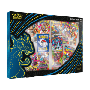 Box Pokémon Mega Charizard X Ex – 2 cartas promocionais e 10 boosters em português.