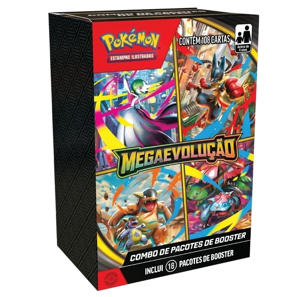 Booster Box Mega Evolução com 18 boosters Pokémon Estampas Ilustradas em português