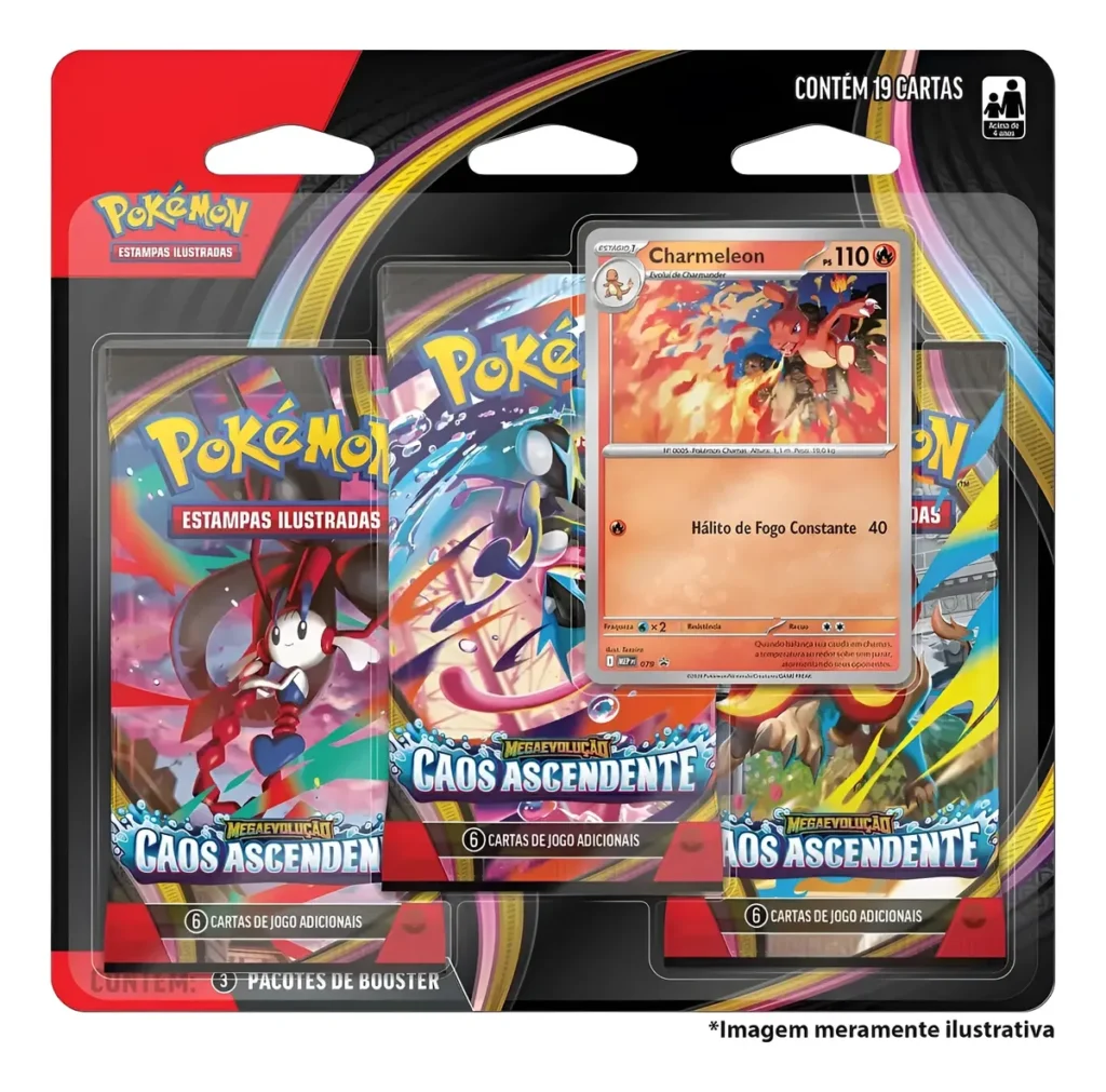 Blister Triplo Caos Ascendente Pokémon TCG com 3 boosters