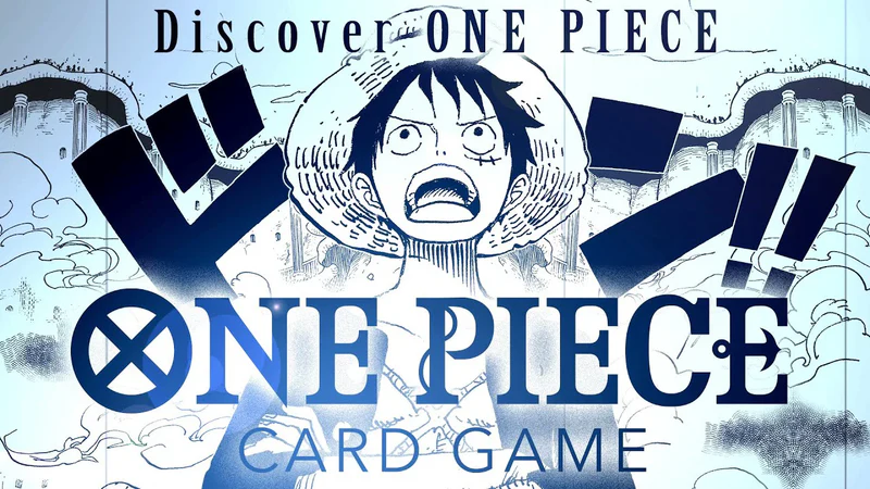 Cartas do One Piece Card Game com arte do Luffy e logo oficial Discover One Piece